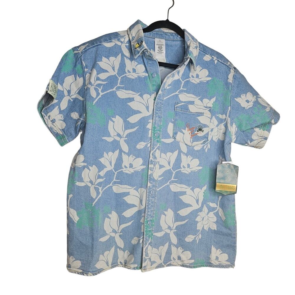 NEW Disney M Color Me Courtney Chambray Hawaiian Shirt Tiana Princess Frog